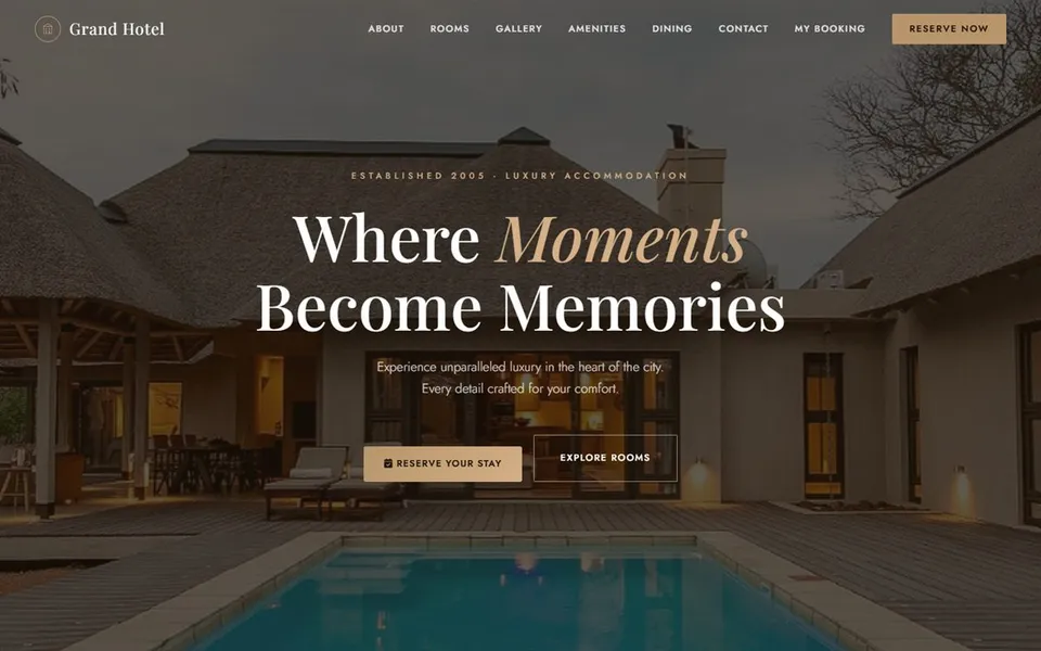 Grand Hotel demo homepage